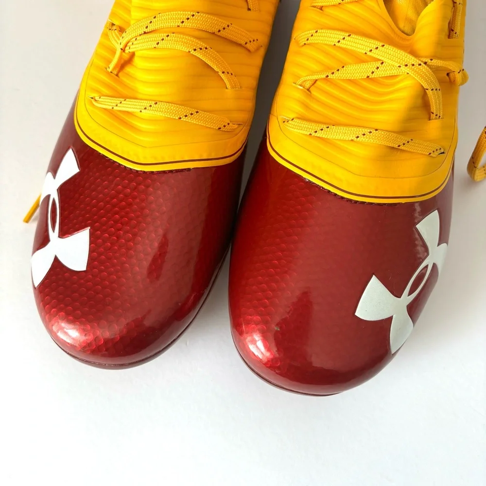 Under Armour Highlight MC Lineman Football Cleats Sz 15 High-Top Red Yellow NEW